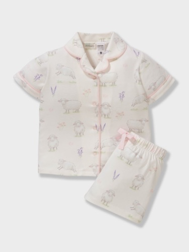 Girls Sheep Plush Classic Short Pj Set  Cream - Peter Alexander Online