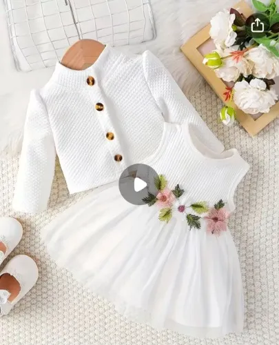 conjunto vestido chaqueta flores bordadas casual niña - Temu Colombia