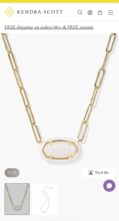 Elisa Enamel Frame Gold Paperclip Necklace