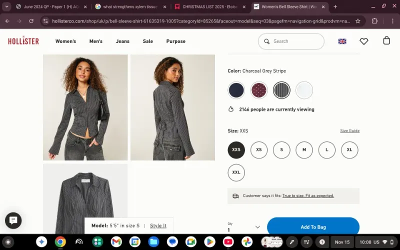 Hollister bell sleeve shirt