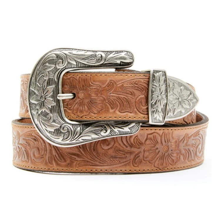 Shyanne Women's 3pc Floral Embossed Buckle Belt