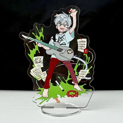 May include: A clear acrylic stand featuring a cartoon illustration of a person playing a guitar. The character has gray hair, red pants, and a white shirt. Green splatters and musical notes surround the figure. A small clear base supports the stand. May include: A collection of six acrylic anime character standees. Each standee features a unique character design with vibrant colors and detailed artwork. The characters are depicted in various poses, with some holding musical instruments or surrounded by decorative elements. Alien Stage Acrylic Standee, Double-sided Acrylic Stand, Ivan, Luka, Sua, Hyuna, Till, Mizi, Anime Gifts, Gifts for friend, Birthday Gifts A May include: A clear acrylic stand featuring a cartoon illustration of a person playing a guitar. The character has gray hair, red pants, and a white shirt. Green splatters and musical notes surround the figure. A small clear base supports the stand. May include: A clear acrylic standee featuring a cartoon girl with pink hair and a dark purple dress. The standee has a whimsical design with jellyfish and star accents, and is mounted on a clear circular base. May include: Acrylic stand featuring a cartoon character with dark hair, wearing a black coat and blue pants, holding a microphone. The stand has a clear base and is decorated with stylized meteors and spheres. May include: A clear acrylic stand featuring a cartoon character with dark hair and a light blue outfit. The character is standing on a cloud-shaped base, with decorative swirls and stars. The stand has a circular base. May include: A clear acrylic stand-up figure of a cartoon woman with long brown hair, wearing a black top, blue jeans, and boots. She is holding a microphone and making a hand gesture. The figure is on a clear base with a road sign and tire design. Report this item to Etsy In 20+ carts  NowPrice:$9.50  Original Price:$25.00  62% off  • Sale ends in 13:04:13  Alien Stage Acrylic Standee, Double-sided Acrylic Stand Till,