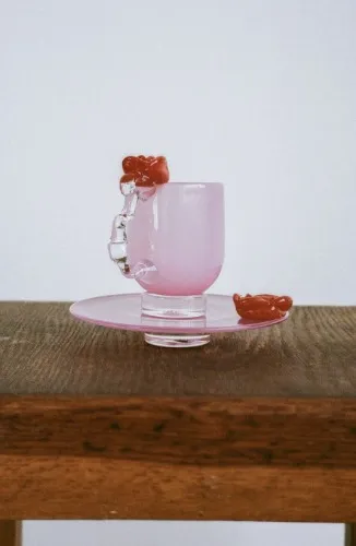 LAURA: Rose Cup - Mint green, pink rose