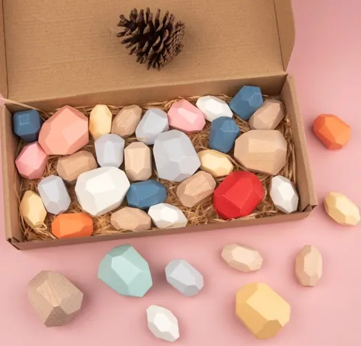 LEO: Wooden Sorting Stacking Rocks Balancing Stones