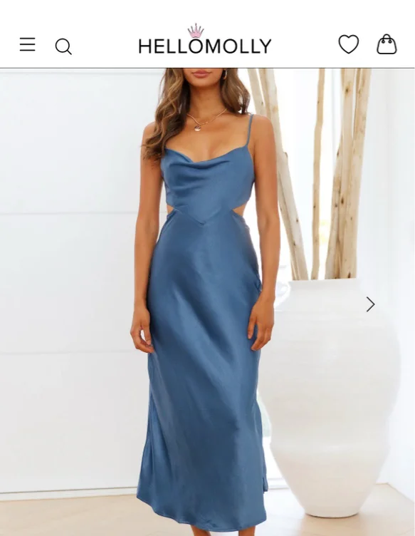 Silk blue dress cutouts 