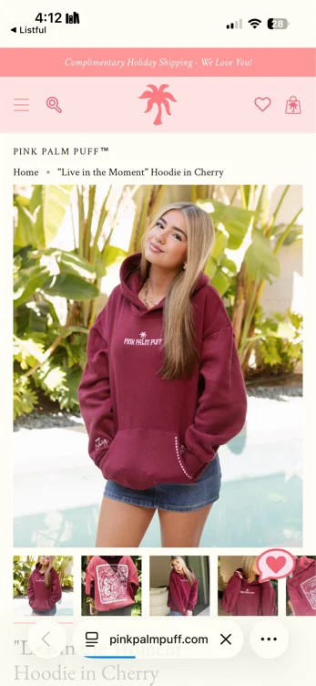 "Live in the Moment" Hoodie in Cherry
