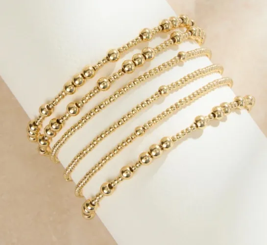 Dainty Gold Bead Bracelet Set