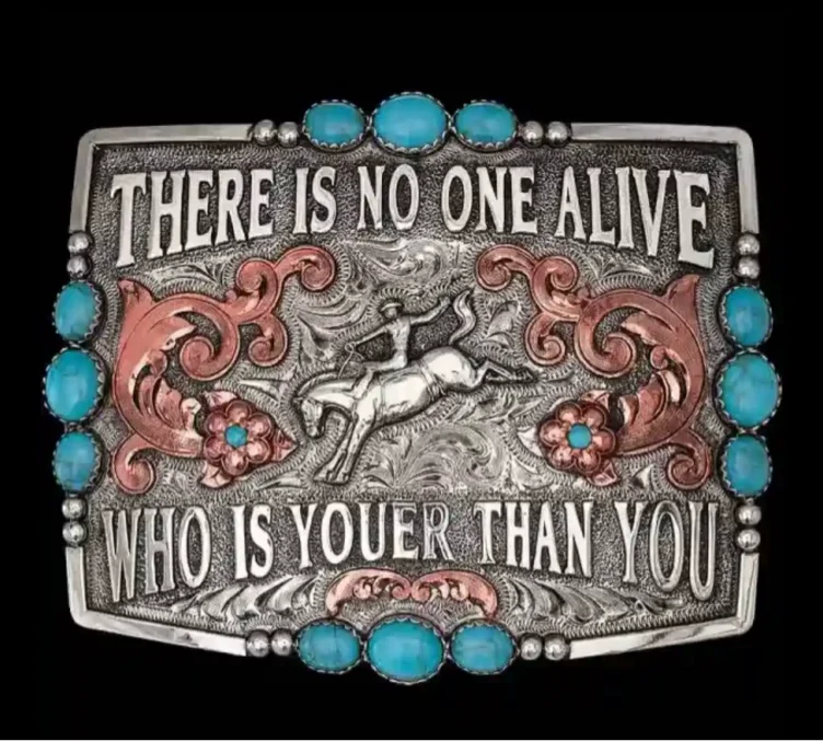 molly’s custom silver belt buckle