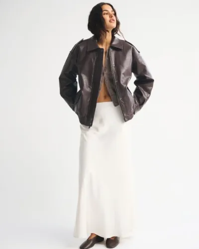 Vegan Leather Bomber Jacket