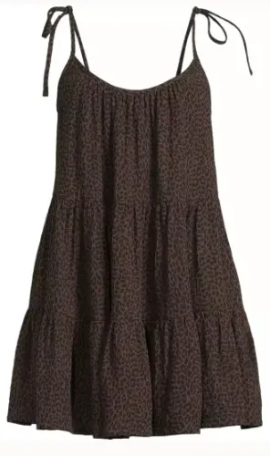 Women's Oversized Cotton Gauze Tiered Mini Cover-up Dress