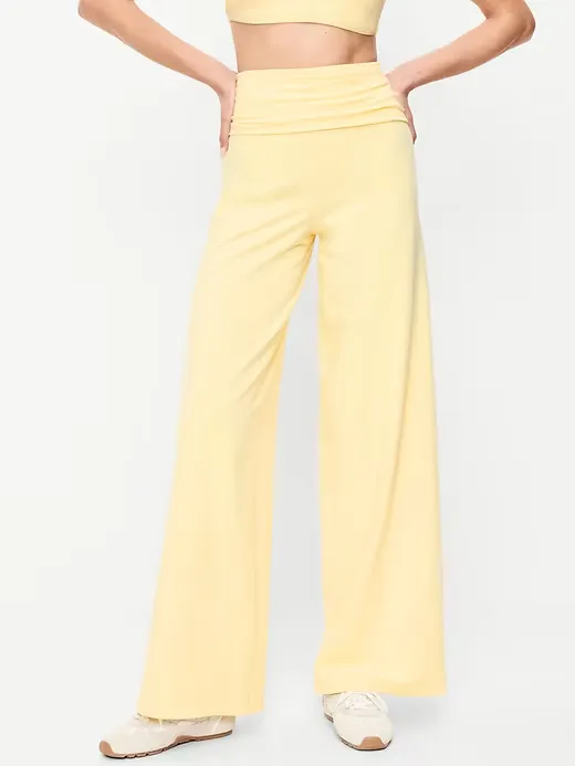 High-Waisted PowerChill Fold-Over Wide-Leg Pants | Old Navy