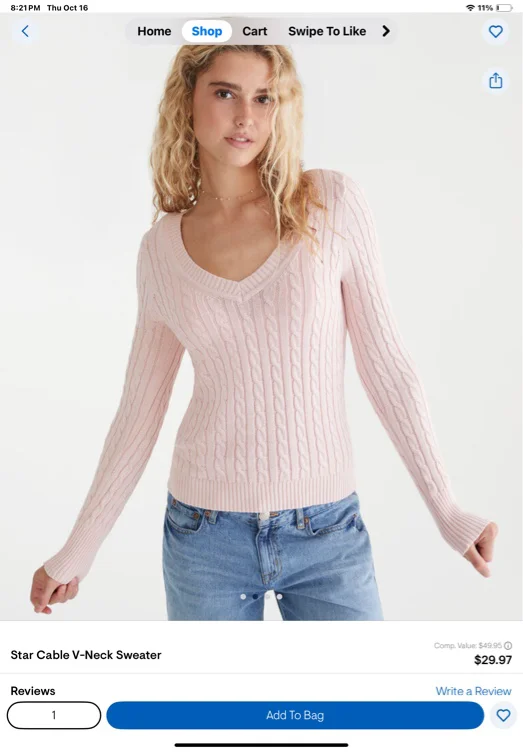 Star Cable V-Neck Sweater