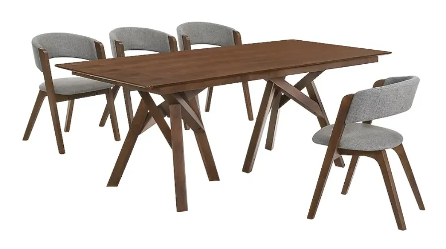 Armen Living Cortina Walnut/gray Contemporary/Modern Dining Room Set with Rectangular Table ( Seats 8 )