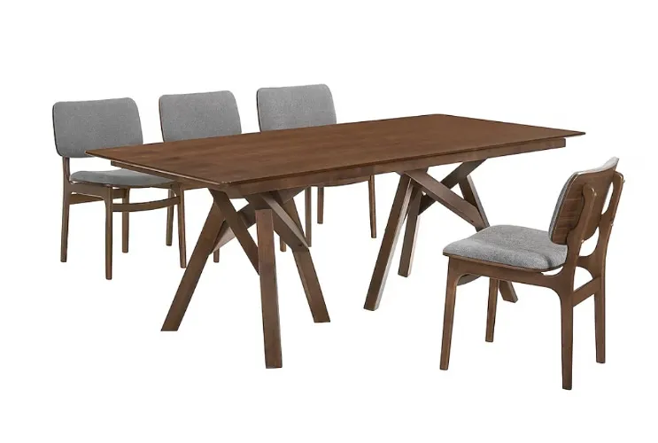 Armen Living Cortina Walnut/gray Contemporary/Modern Dining Room Set with Rectangular Table ( Seats 8 )