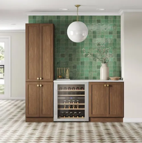 Whalen CLICK-IT Ready to Assemble Walnut Bar Collection with Amerock Golden Champagne Hardware