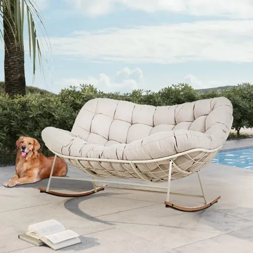 Gifty Steel Outdoor Loveseat Rocker Chair