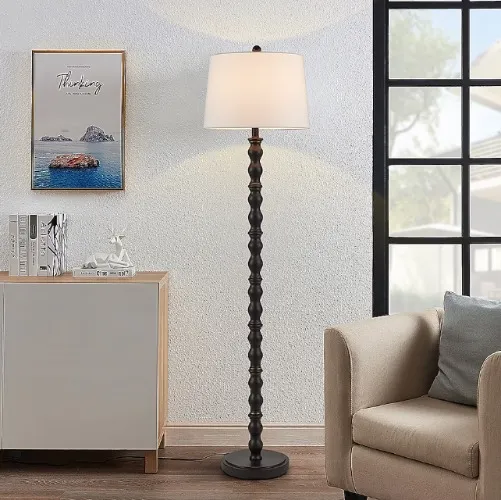 KAWOTI Caliana 60.25-in Oil-rubbed Bronze Standard Floor Lamp with Linen Shade