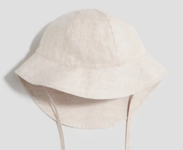 Chapeau de soleil en lin - Beige clair