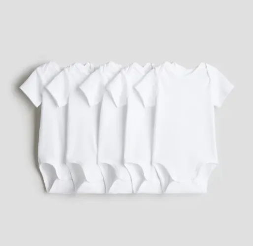 5-pack Cotton Bodysuits - White