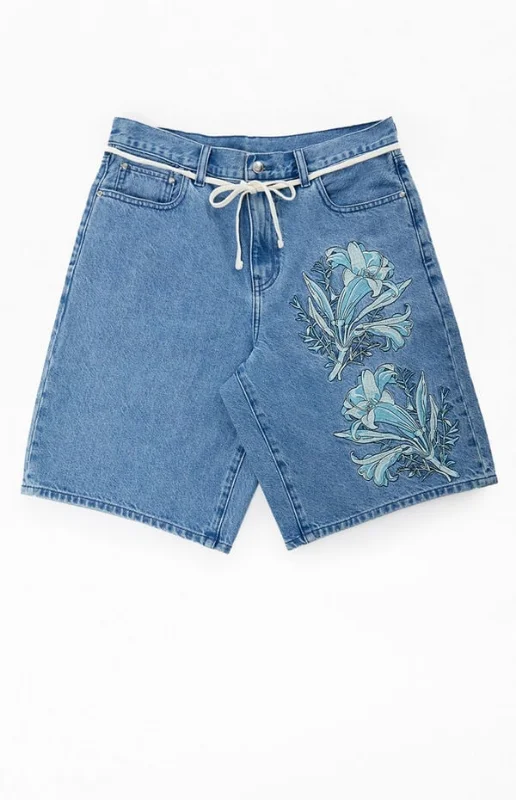 The Met x Pacsun Moon Flask Lily Baggy Denim Shorts | Pacsun