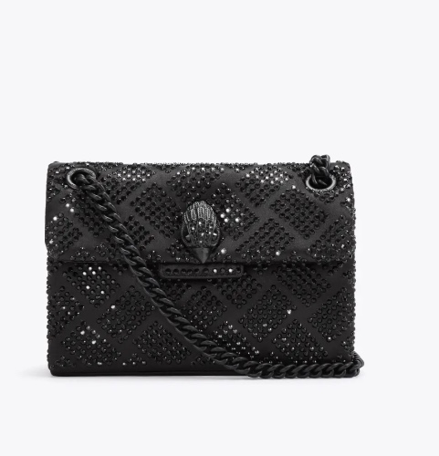FABRIC MINI KENSINGTON Black Crystal Cross Body Fabric Purse by KURT GEIGER LONDON