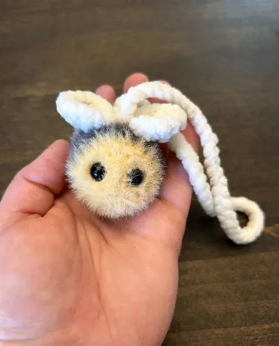 Fuzzy Crochet Bumblebee Plushie Keychain | Bag Charm Car Hanger | Color Options Available | Customizable | Made to Order