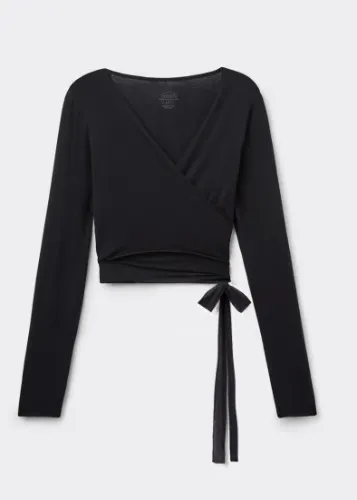Long Sleeve Wrap Top in Modal Ultralight with Cashmere