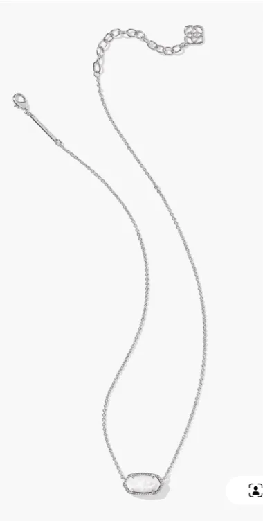 Elisa Silver Pendant Necklace in Ivory Mother-of-Pearl
