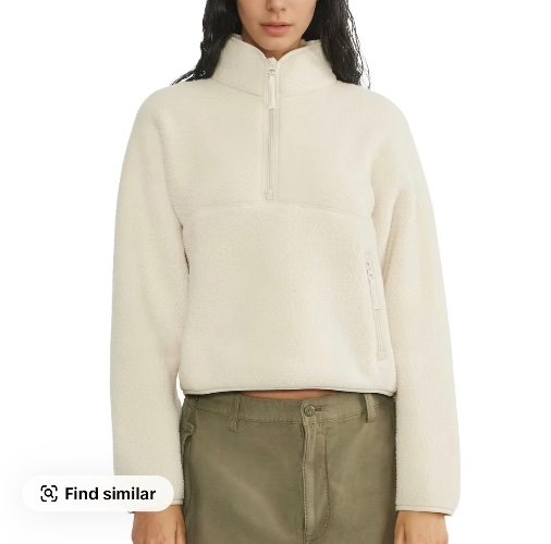 Hixiaohe Womens Sweatshirts Cropped Half Zip Fuzzy Warm Sherpa Pullover Varsity Jackets with Zipper Pockets TikTokShopBlackFriday