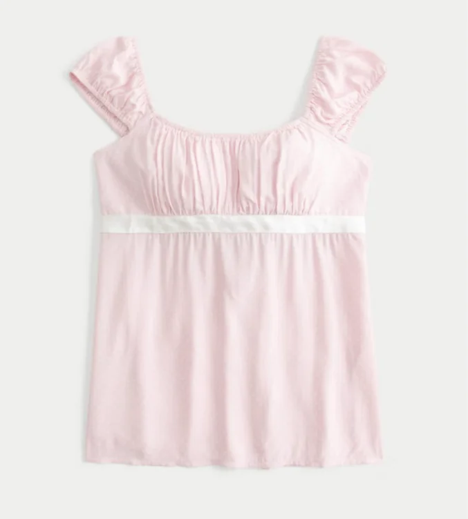 Easy Satin Tie Babydoll Top