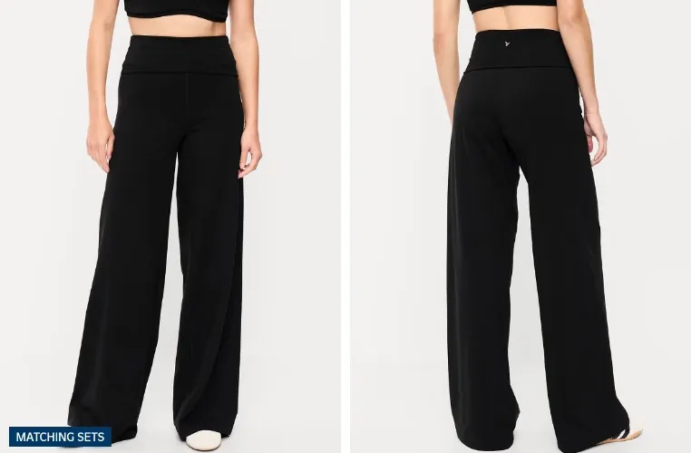 High-Waisted PowerChill Fold-Over Wide-Leg Pants | Old Navy