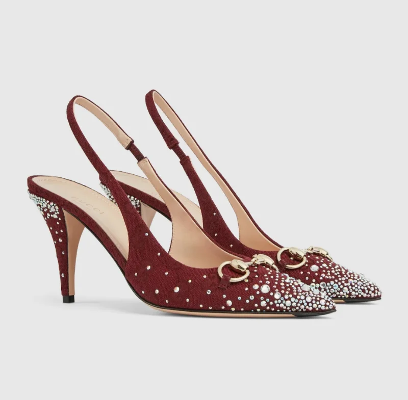 Women's slingback pump with crystal Horsebit