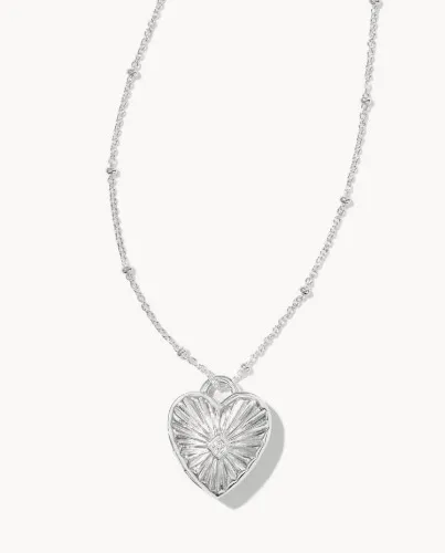 Meredith Sterling Silver Locket Necklace in White Topaz