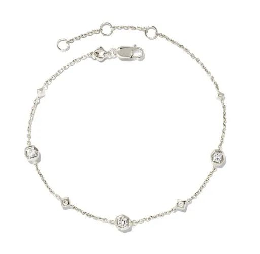 Davie Sterling Silver Trio Delicate Bracelet in White Sapphire