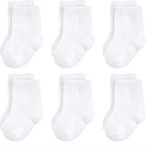  Organic Cotton Socks, White 12-Pack, 6-12 Months