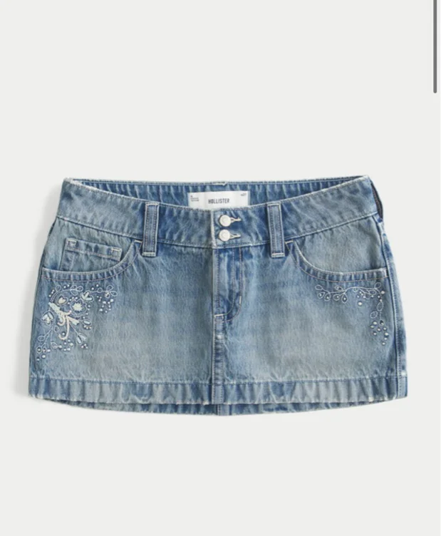 Ultra Low-Rise Denim Micro Mini Skort