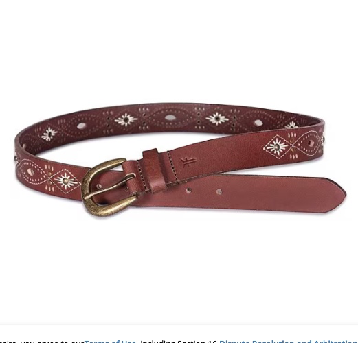 Frye 1.18#double; Perforated Embroidered Rivet Leather Belt