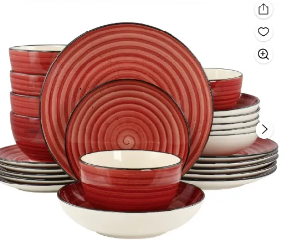 Elama Gia 24 Piece Stoneware Dinnerware Set in Red