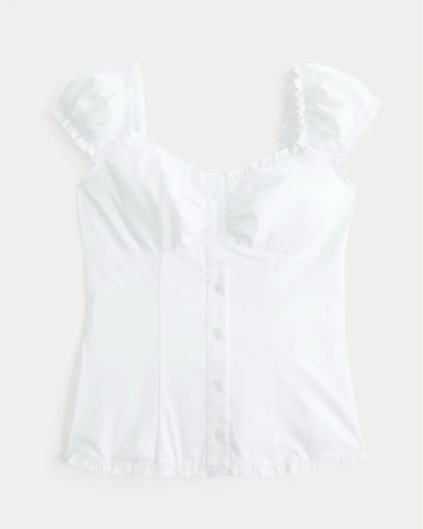Short-Sleeve Stretch Poplin Top