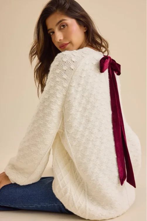 Lorena Velvet Bow Back Sweater