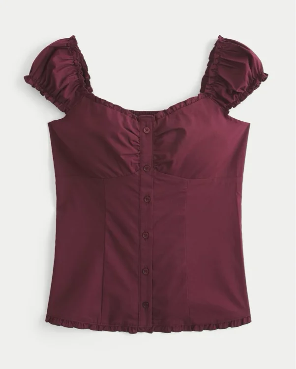 Short-Sleeve Stretch Poplin Top
