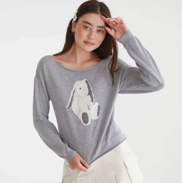 Bunny Slash-Neck Sweater