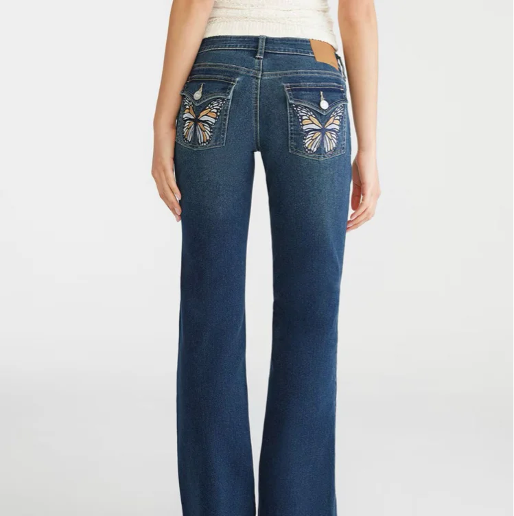 Super Low-Rise Flare Butterfly Pocket Jean