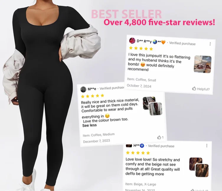 ⭐️Mooslover Women Yoga Jumpsuits Workout Ribbed Long Sleeve Sport - TikTok Shop