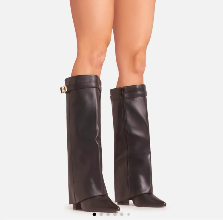 ⭐️⭐️Ava Lock Detail Pointed Toe Knee High Block Heel Boot - TikTok Shop