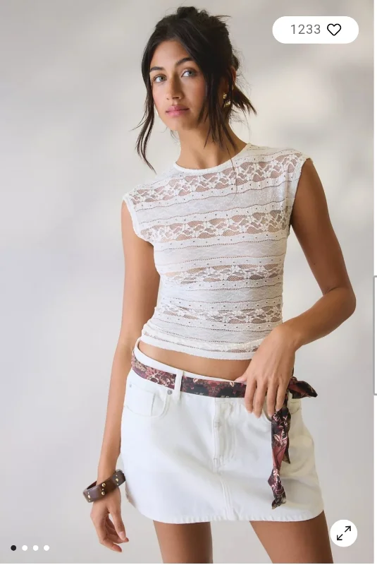 UO Rea Short Sleeve Sheer Mesh Baby Tee