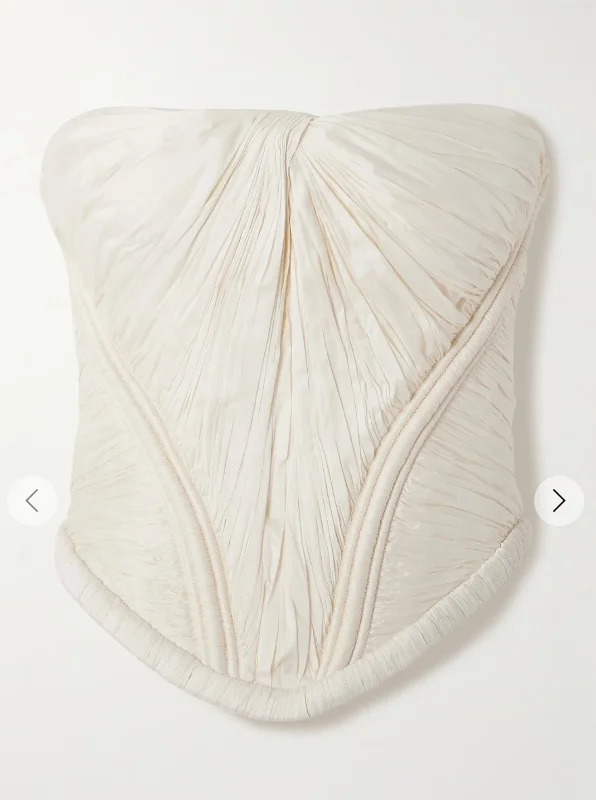 Priscilla strapless gathered taffeta bustier top - ivory - US0