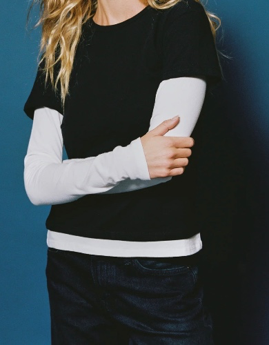 Rory Layered Long Sleeve Black and White