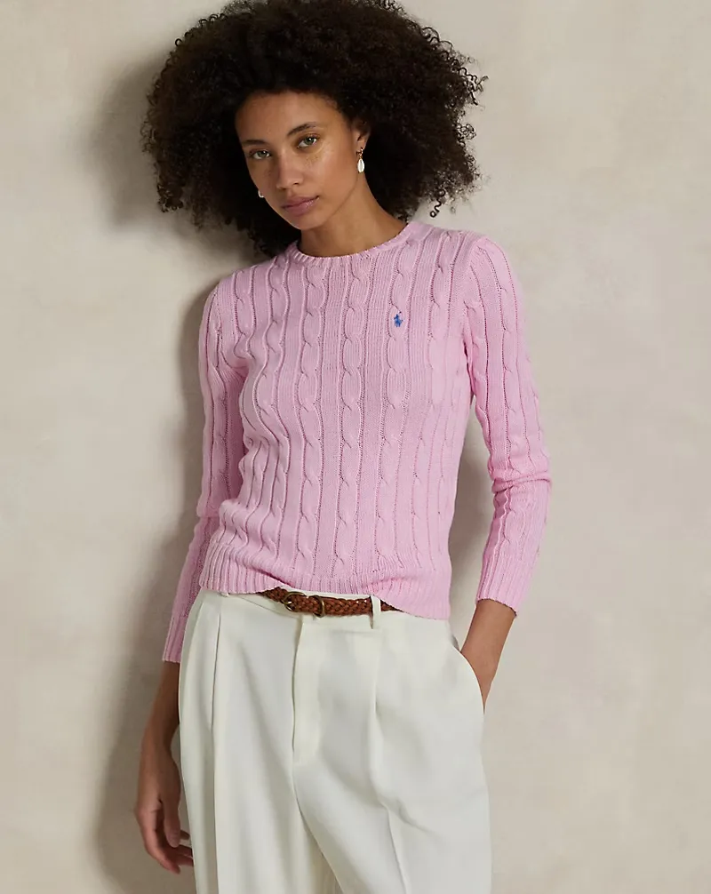 Cable-Knit Cotton Crewneck Sweater | Ralph Lauren