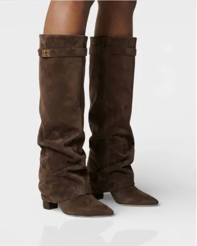 MAISY Slouchy Pointed-Toe Knee-High Boots